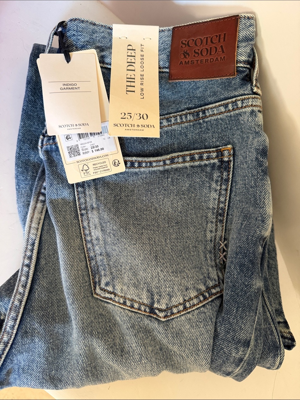 Scotch & Soda Light Indigo Low Rise Loose Fit Jeans